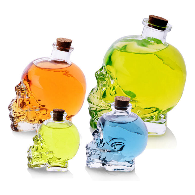 Skull clear glass bottle