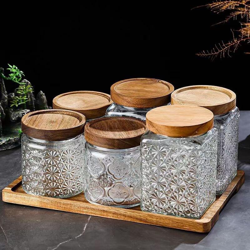 Transparent Relief Storage Jar