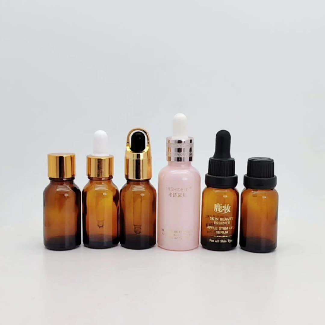 Amber dropper glass bottle