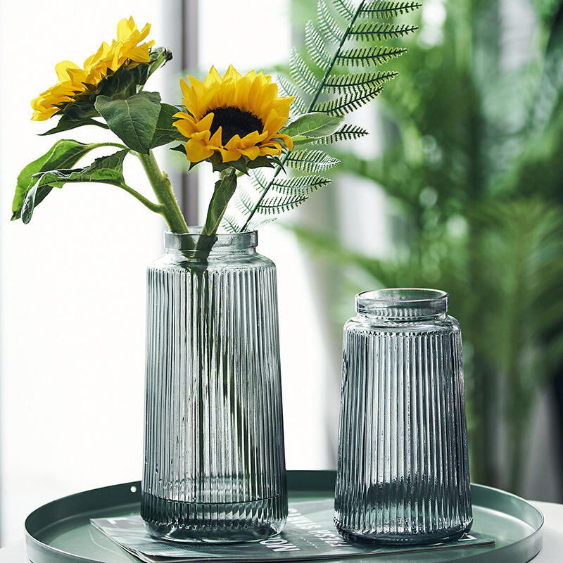Vertical Striped Glass Vase