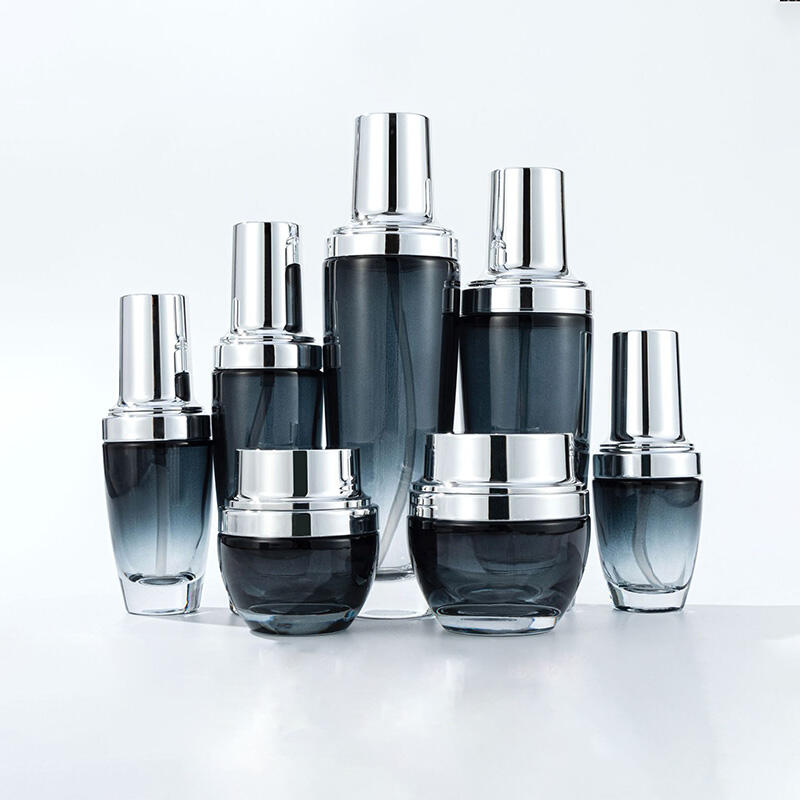 Gradient black cosmetic set bottle