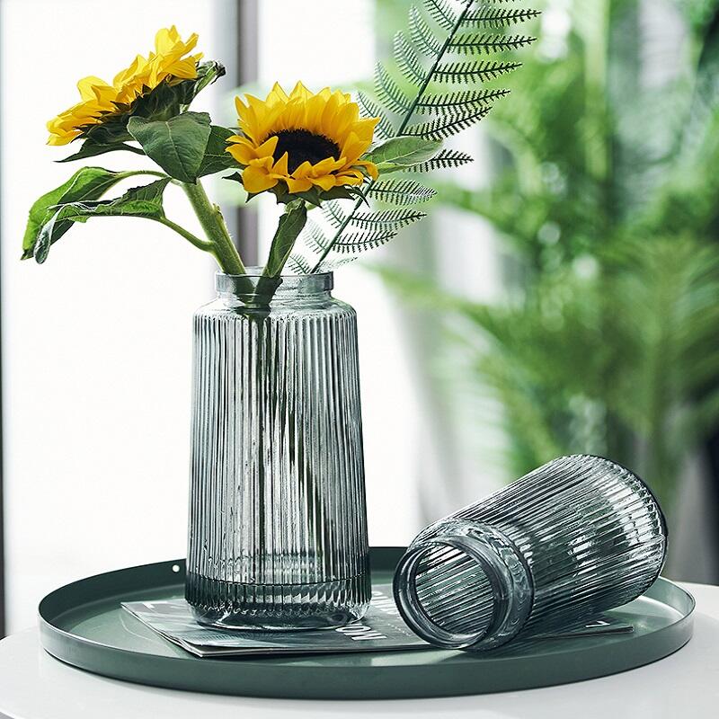Vertical Striped Glass Vase