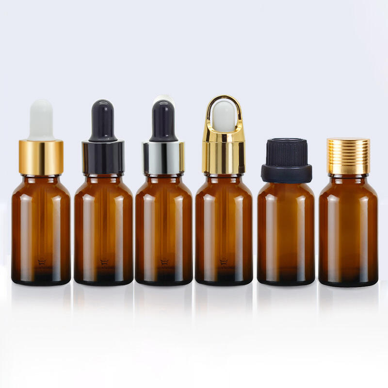 Amber dropper glass bottle