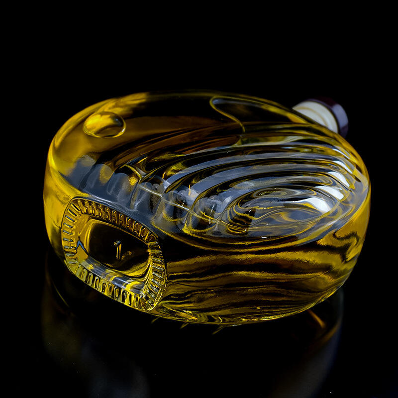 500ml flat round whisky glass bottle