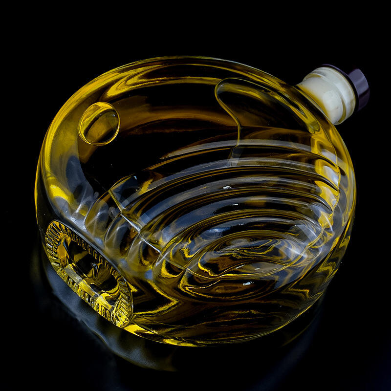 500ml flat round whisky glass bottle