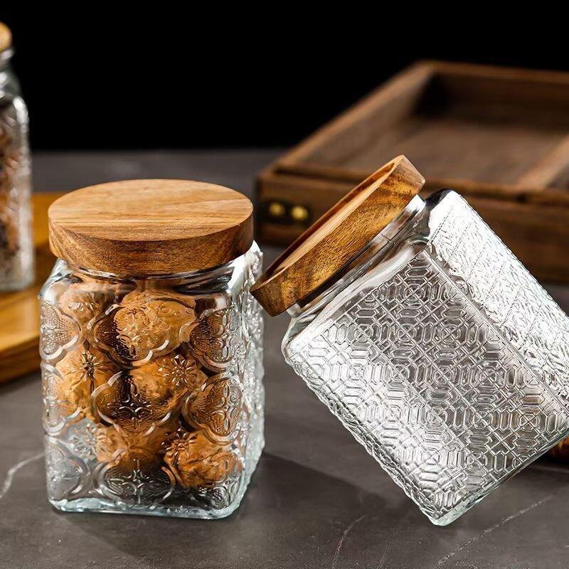 Transparent Relief Storage Jar
