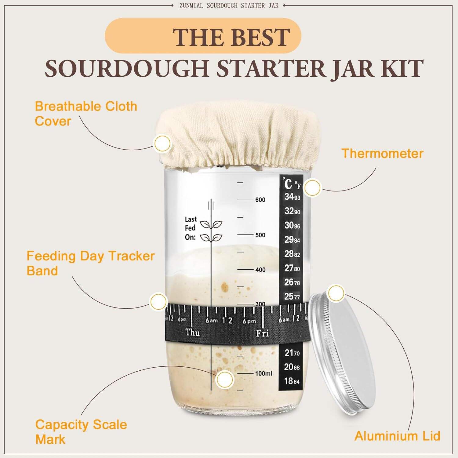 Sourdough starter jar