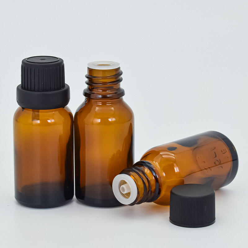 Amber dropper glass bottle