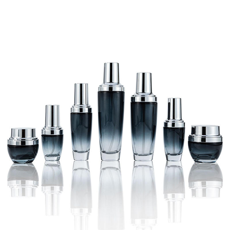 Gradient black cosmetic set bottle