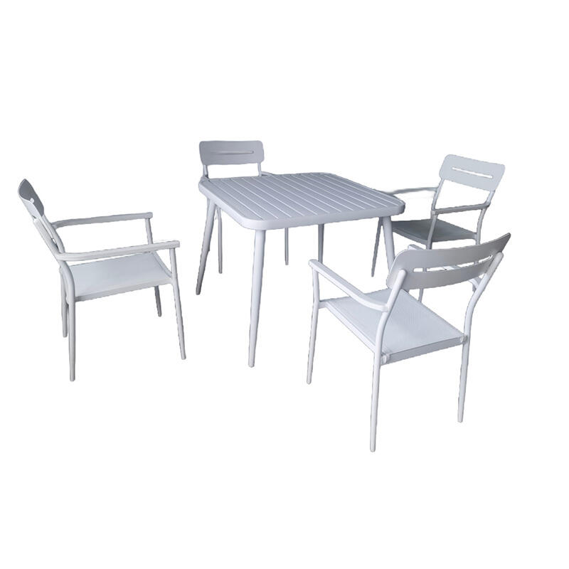 Aluminium Outdoor Dining Table and Chair Set Restaurant Grade for Garden Picnic Coffee Spaces