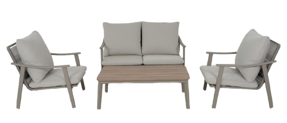 set di divani in alluminio con caratteristiche in rattan
