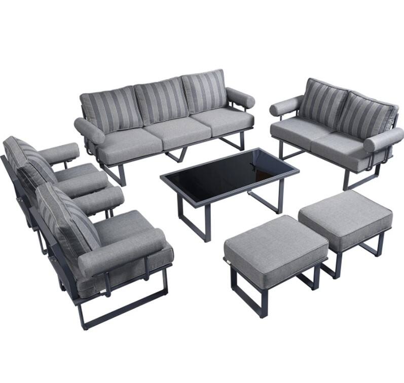 2025 Top Selling Outdoor Aluminum Leisure Sofa Set with Curved Design Modern Alloy Patio Furniture
