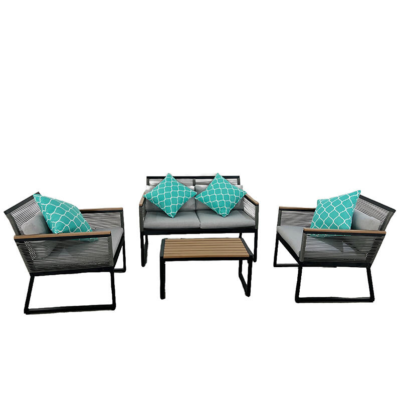 Compact 2025 Top Selling Aluminum Sofa Set  Curved Leisure Design for Small Patios