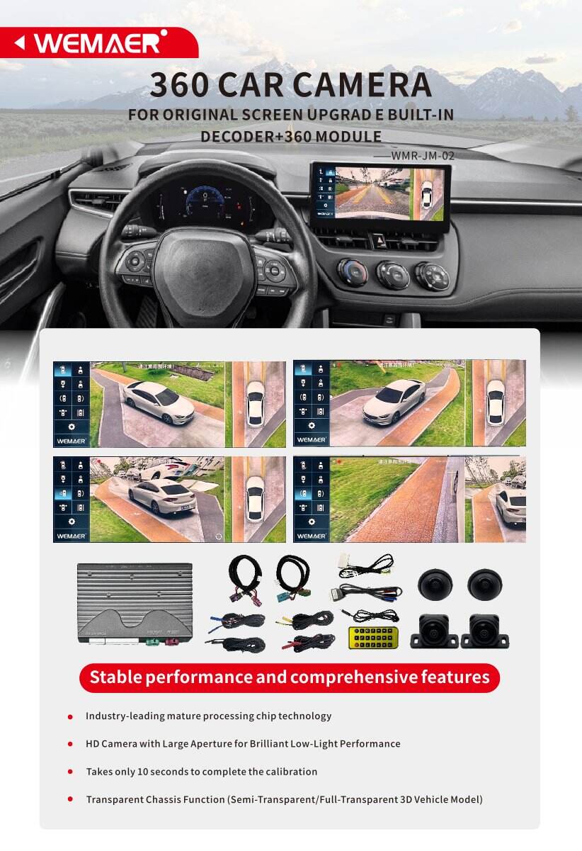 מצלמת Wemaer מסביב ל-360 מעלות לרכב, מצלמה לרכב עם ראיית לילה מעולה