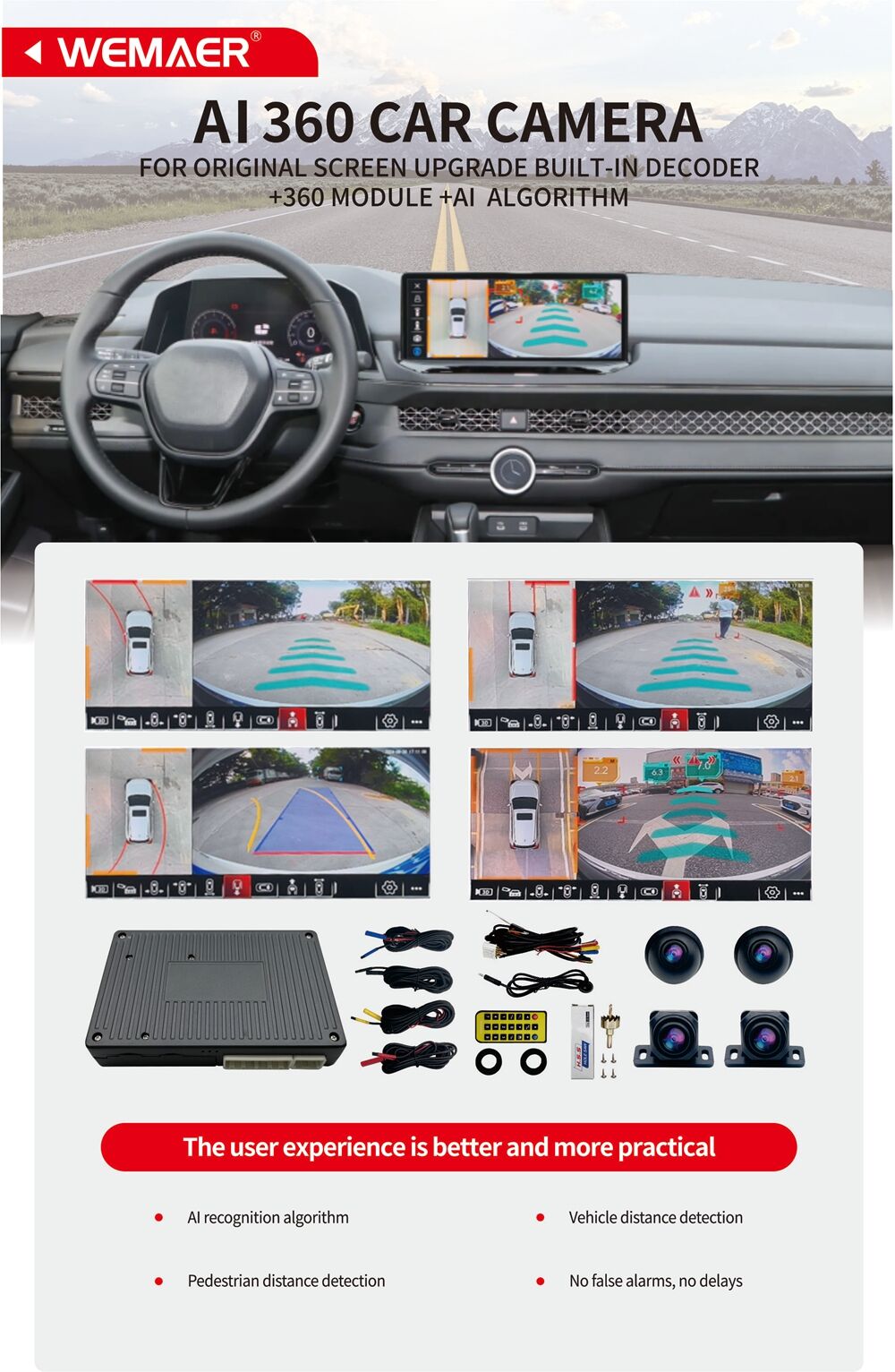 Wemaer 360 Car Camera IP68 Waterproof Wide Angle Car Camera