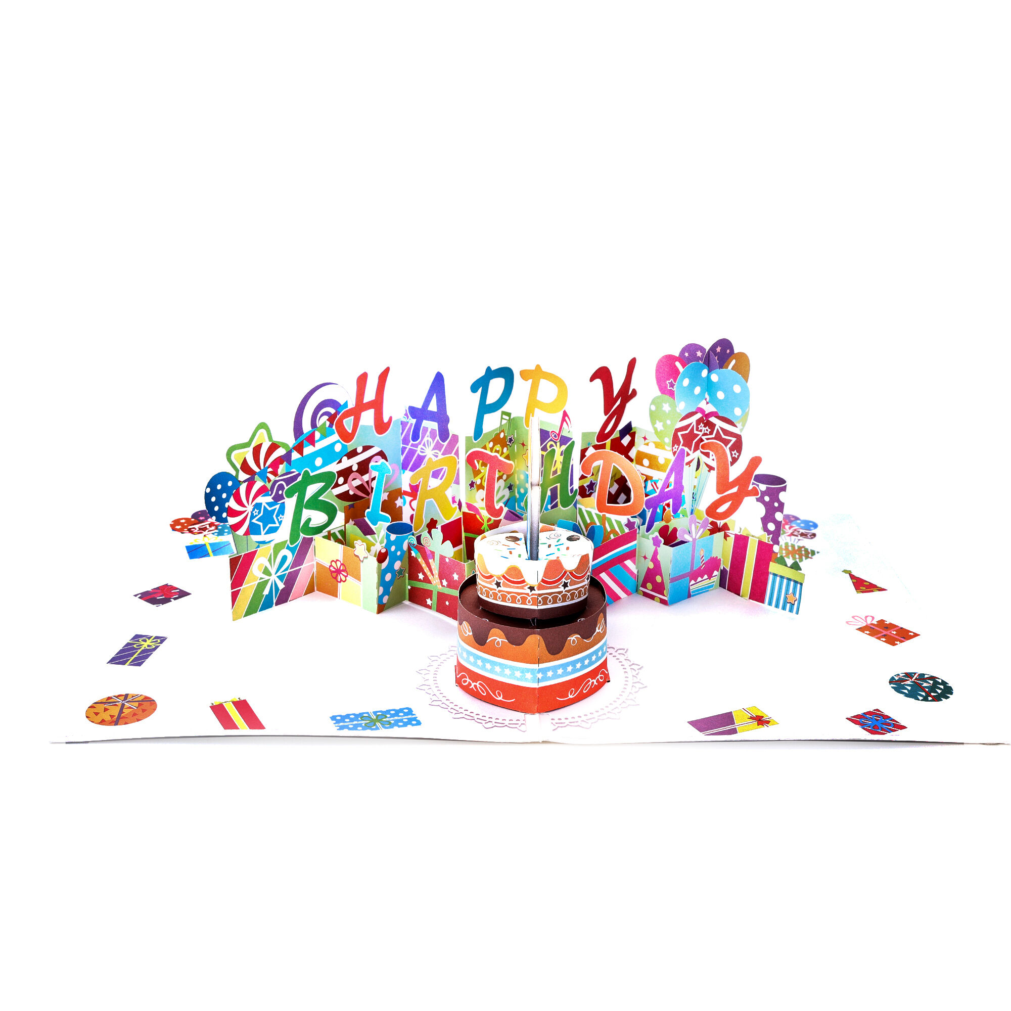Interactive Birthday Pop Up Card with Music, Light and Blow-Out Candle Cake