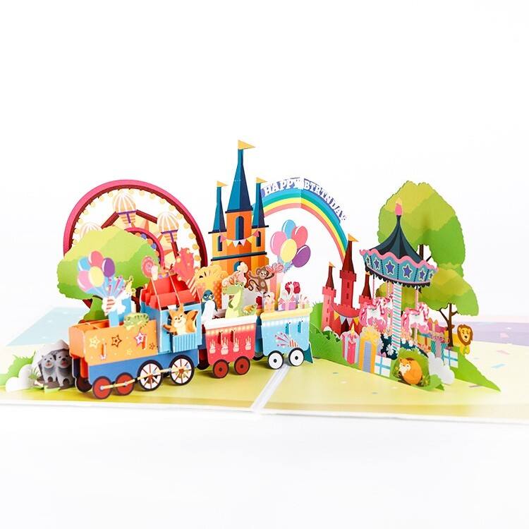 3D Amusement Park Birthday Pop Up Card – Creative Birthday Greeting Card