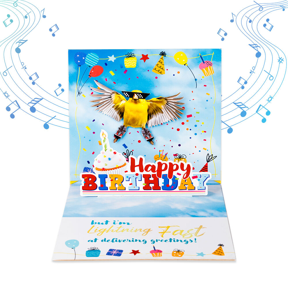Animated Canary Birthday Pop Up Card 3D Shaking Greeting Card