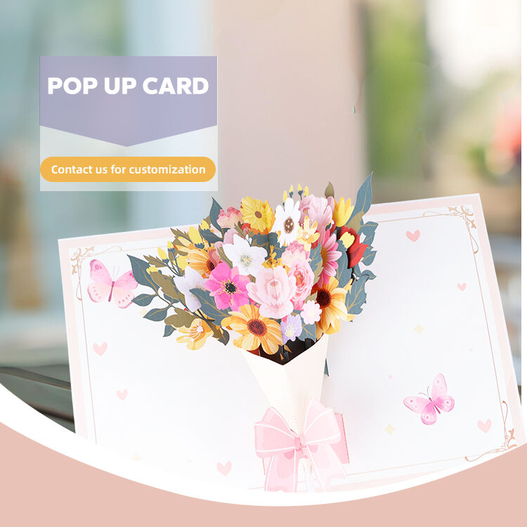 Pink Flower Bouquet Pop Up Thank You Card Display.jpg