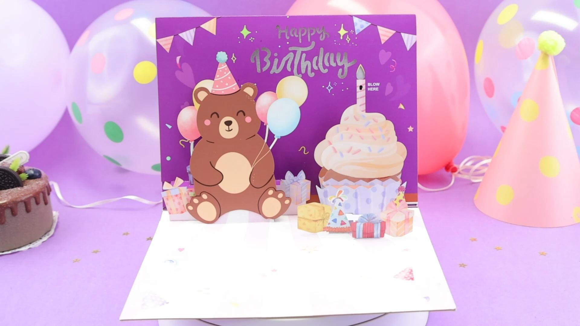 90° Birthday Bear Blow Card