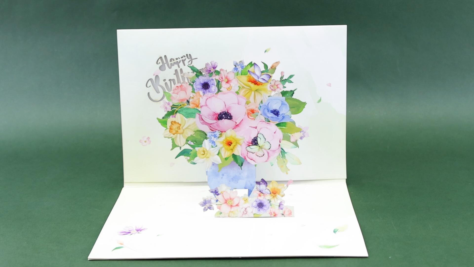 90-degree birthday bouquet electronic card
