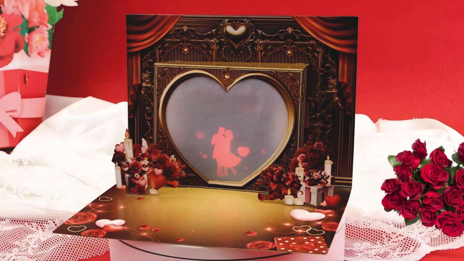 90-degree Valentine's Day projection card