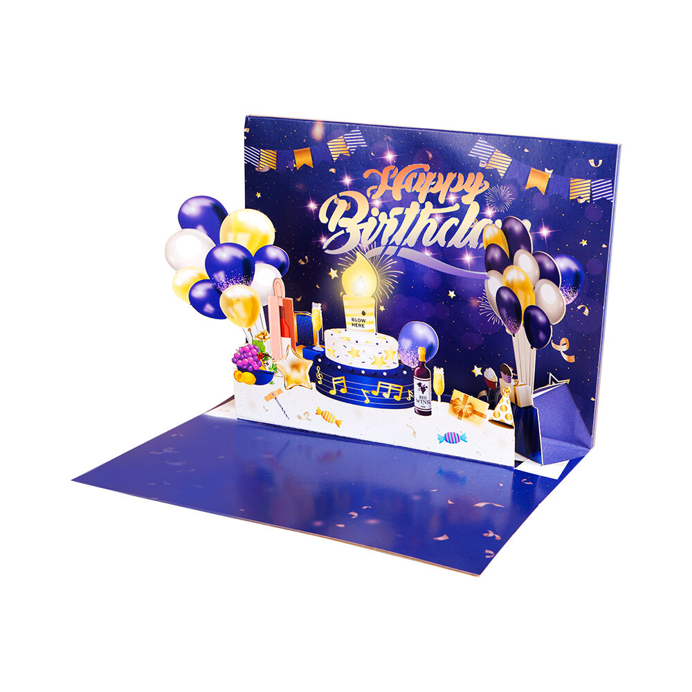 Interactive Birthday Pop Up Card with Music, Light and Blow-Out Candle Feature