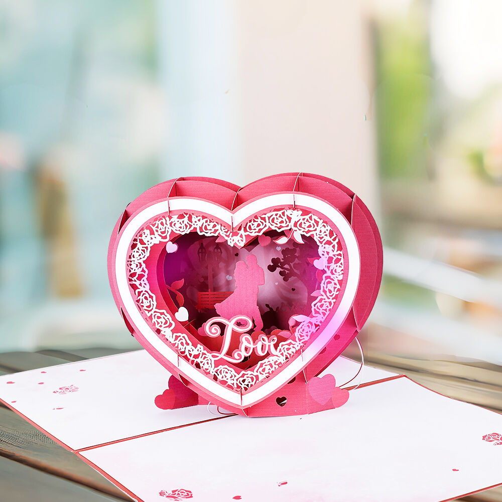 Romantic Heart 3D Pop Up Card with Music and Lights