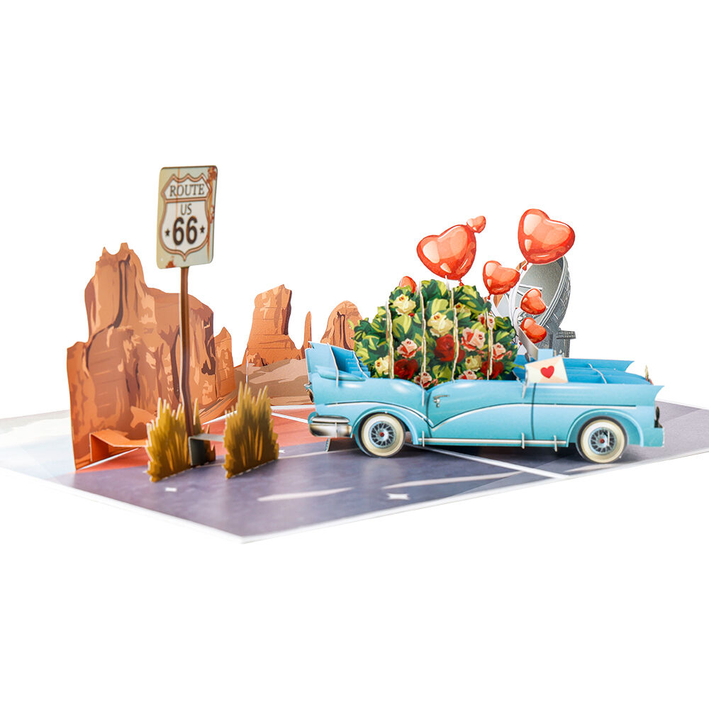 Happy Anniversary Classic Car 3D Pop-Up Card: A Timeless Tribute to Love