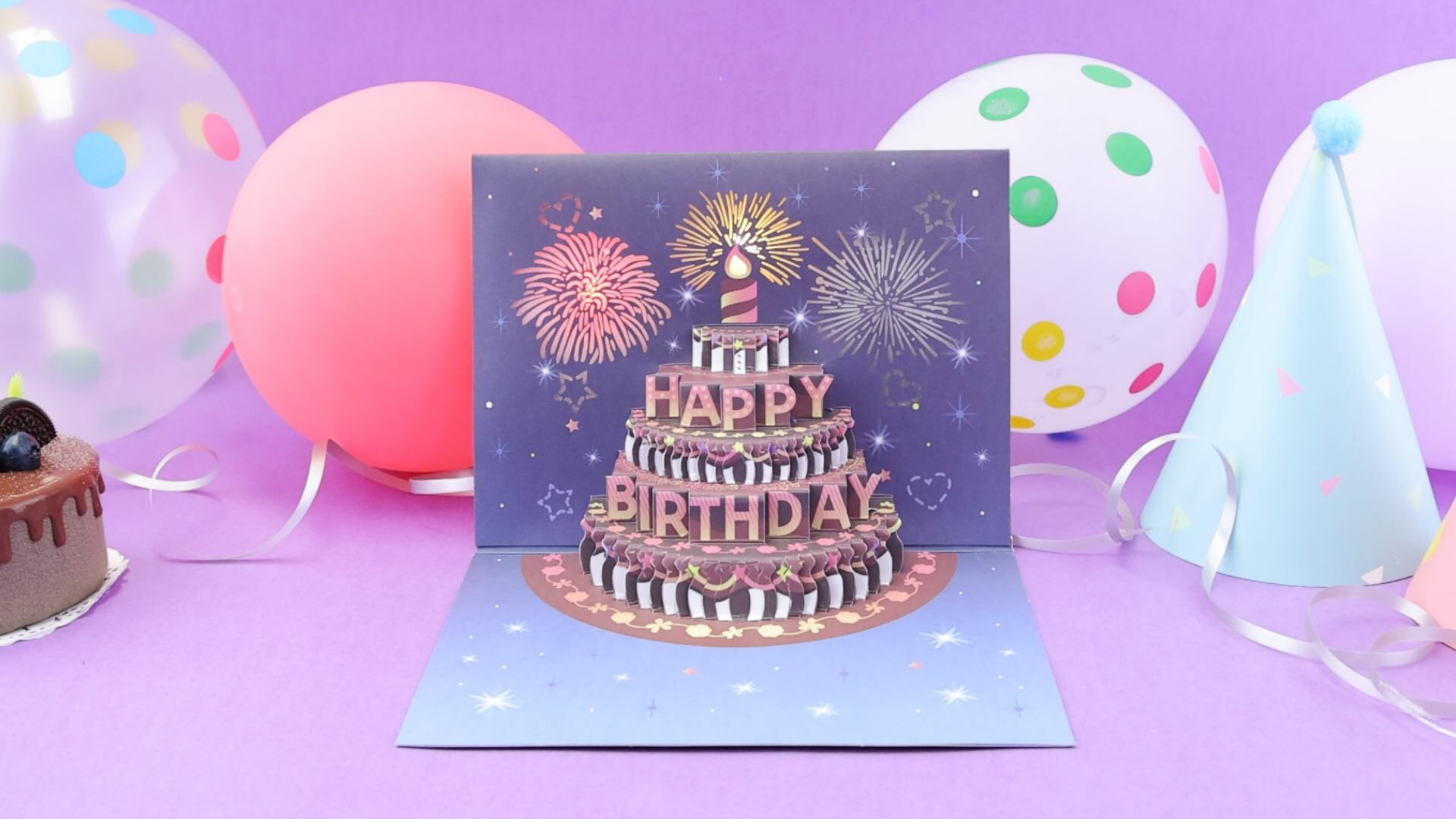 90-degree birthday fireworks card
