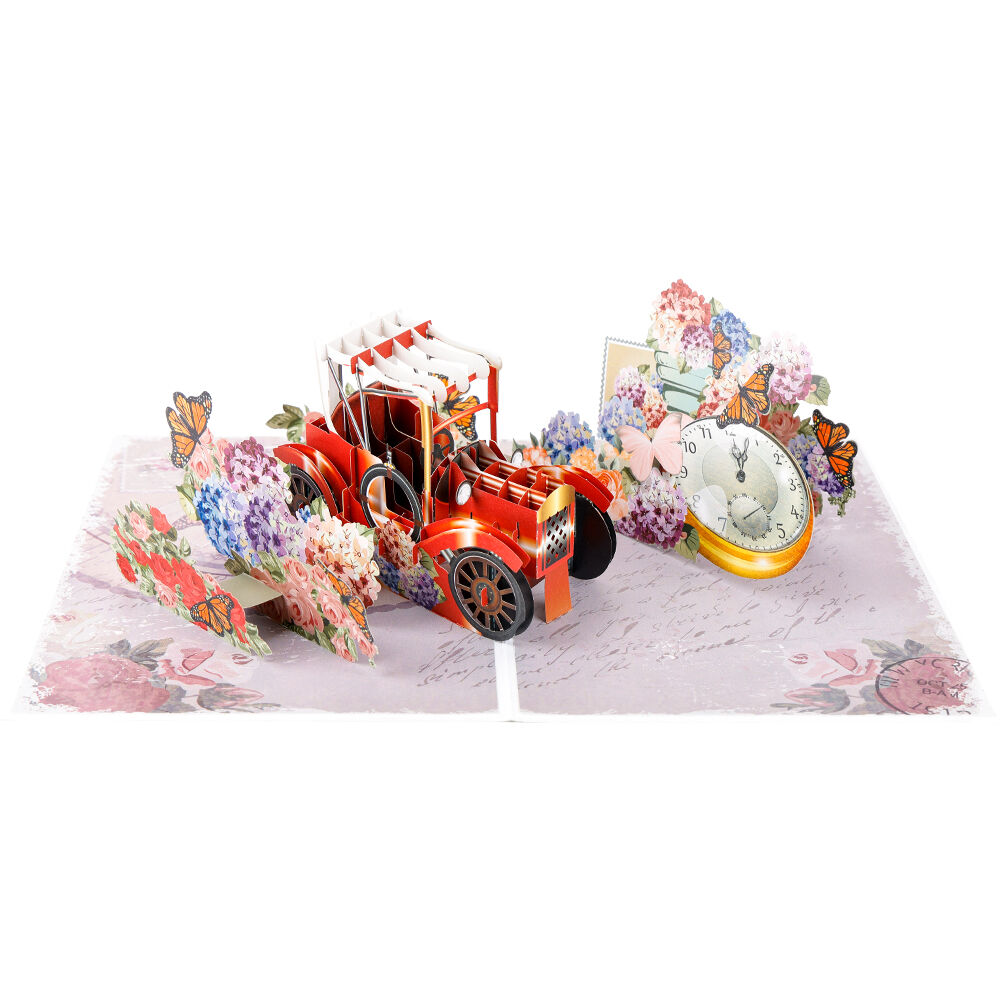 3D Wedding Anniversary Pop Up Card – Vintage Car Romantic Anniversary Greeting Cards