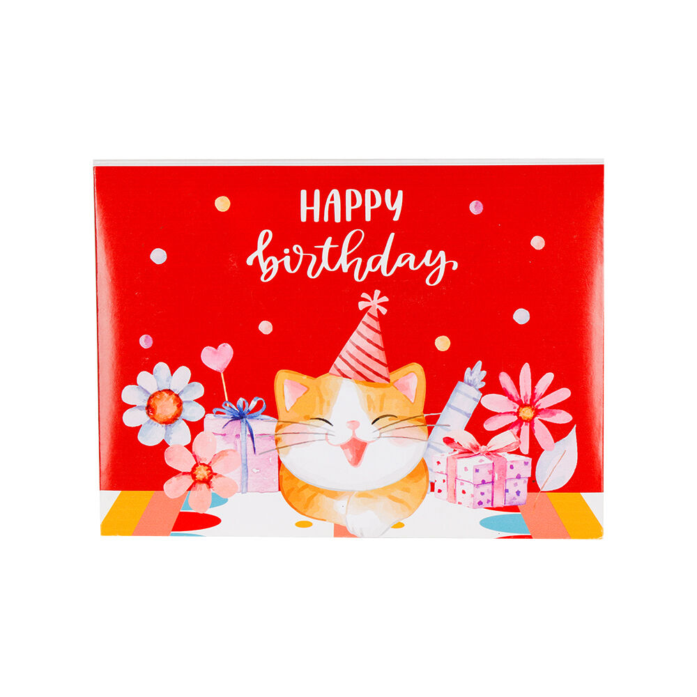 Happy Birthday Cat 3D Pop Up Card with Music and Lights 