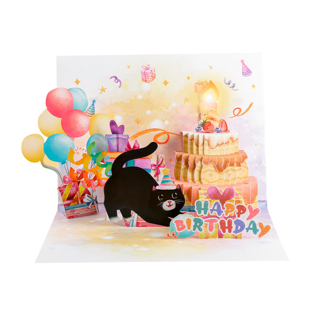 Interactive Cat Birthday Pop Up Card Brings More Fun to Birthday Celebrations