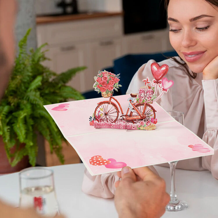 Valentine Pink Bicycle Pop Up Card Display.jpg