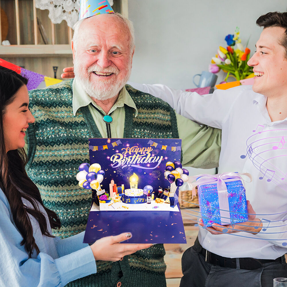 Interactive Birthday Pop Up Card with Music, Light and Blow-Out Candle Feature
