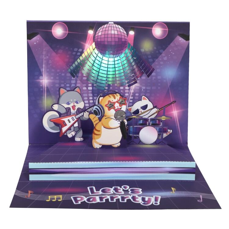 Disco Cat Birthday Music Pop-Up Card