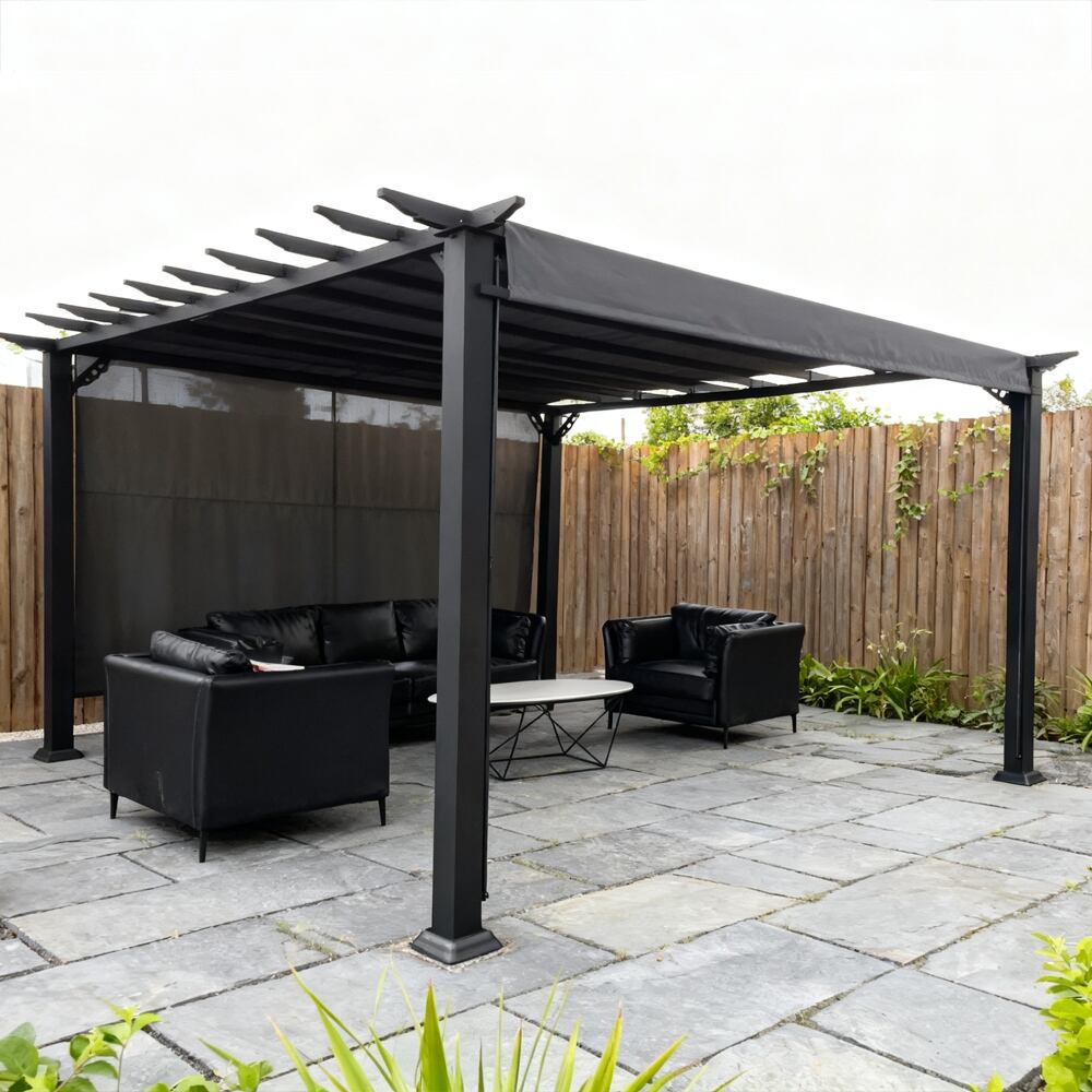 3x3m Fabric One-piece Curtain Roof Aluminum Pergola