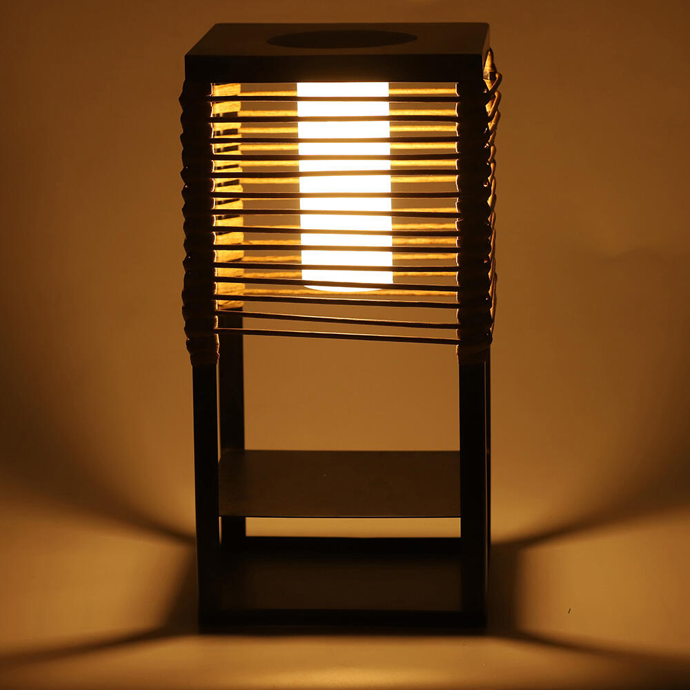 Rattan Standing Solar Garden Light Cuboid Primary