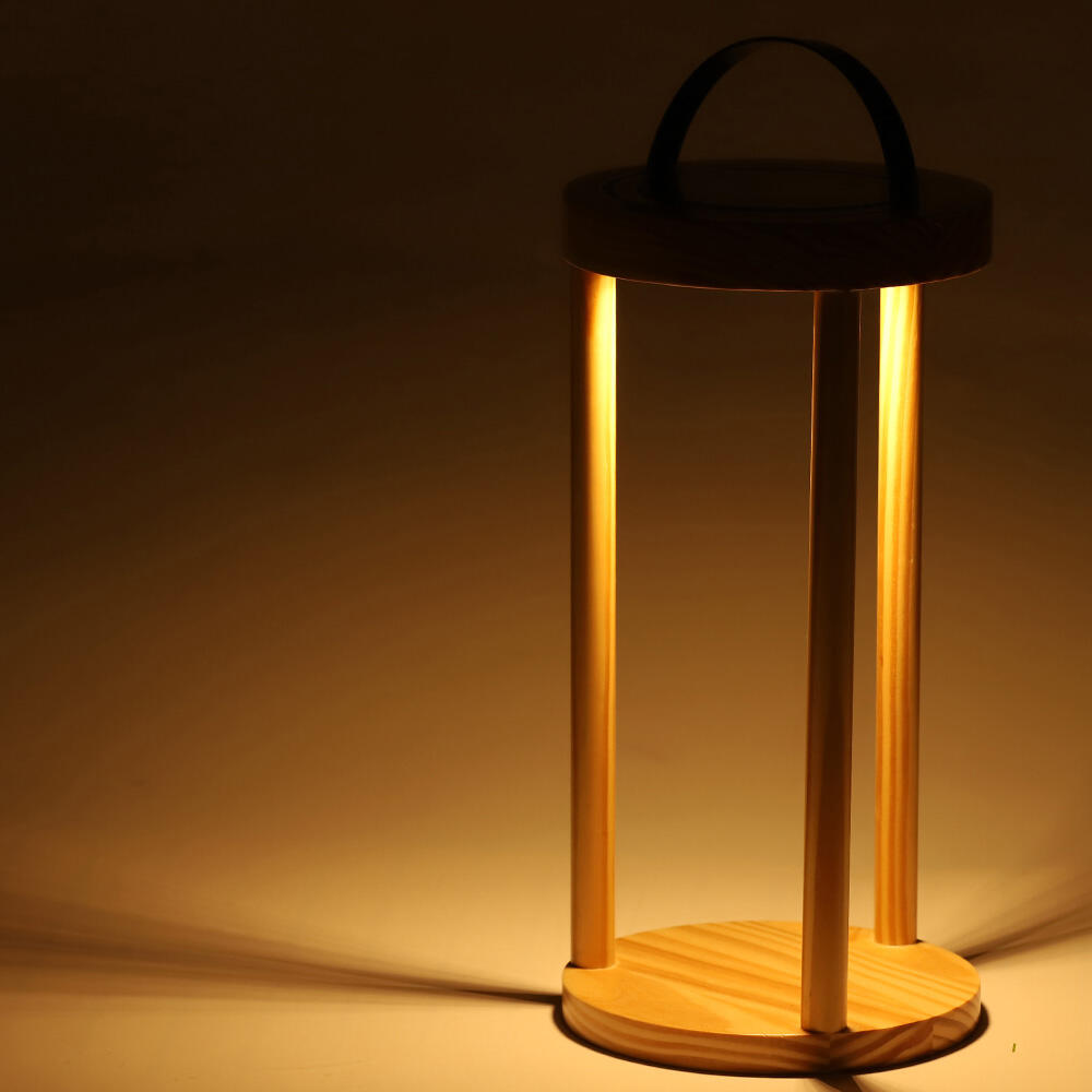 Wooden Solar Garden Light Lantern Cylinder