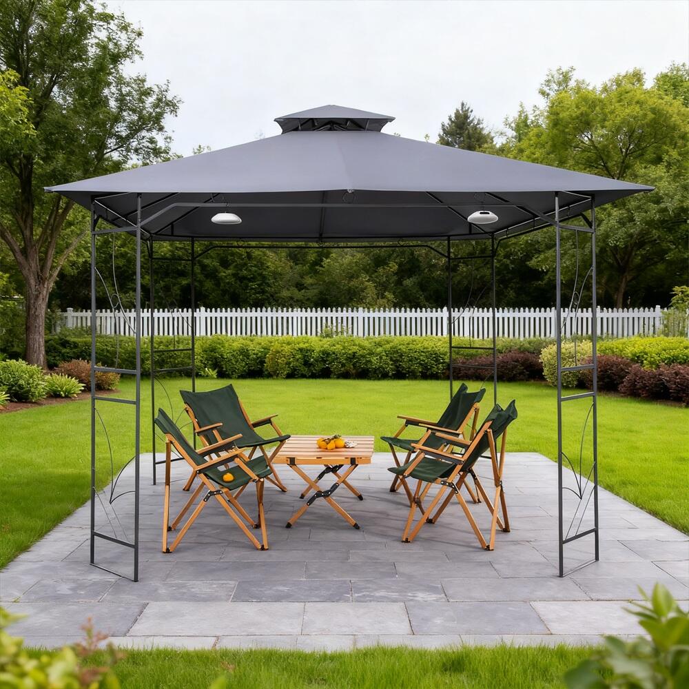 3x3m Four-sided Screen Double Fabric Roof Steel Gazebo