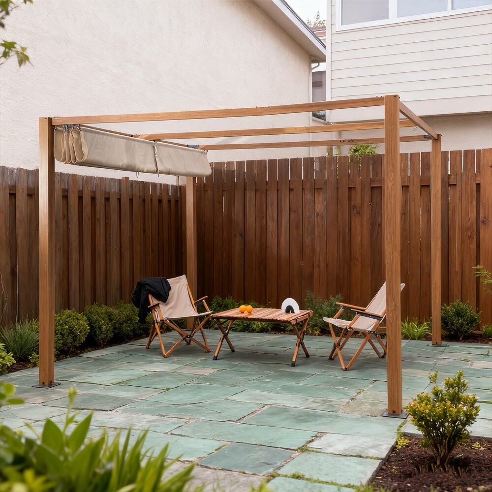 3x3m Wooden Transfer Printing Aluminum Pergola