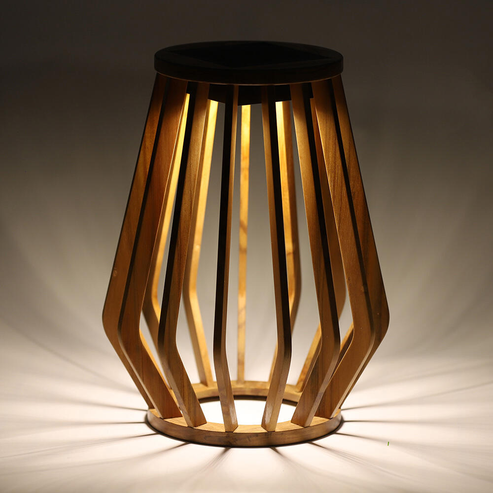Wooden Standing Solar Garden Light Cage-like