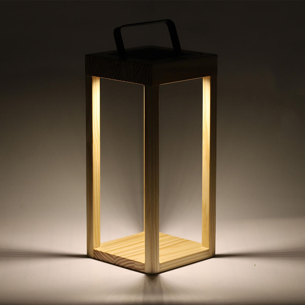 Wooden Solar Garden Light Lantern Cuboid