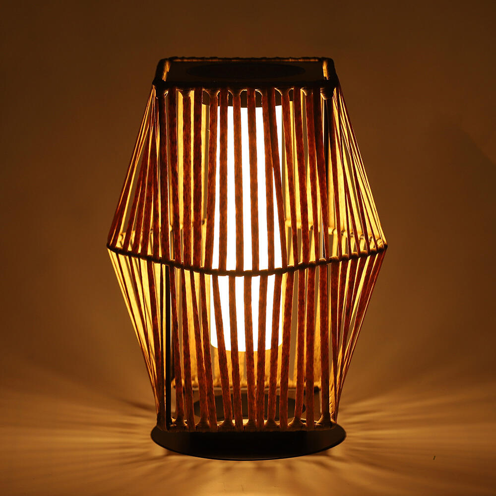 Rattan Standing Solar Garden Light Diamond Primary