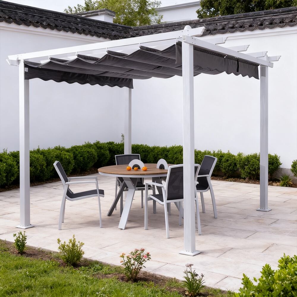 3x3m Fabric White Powdercoating Aluminum Pergola