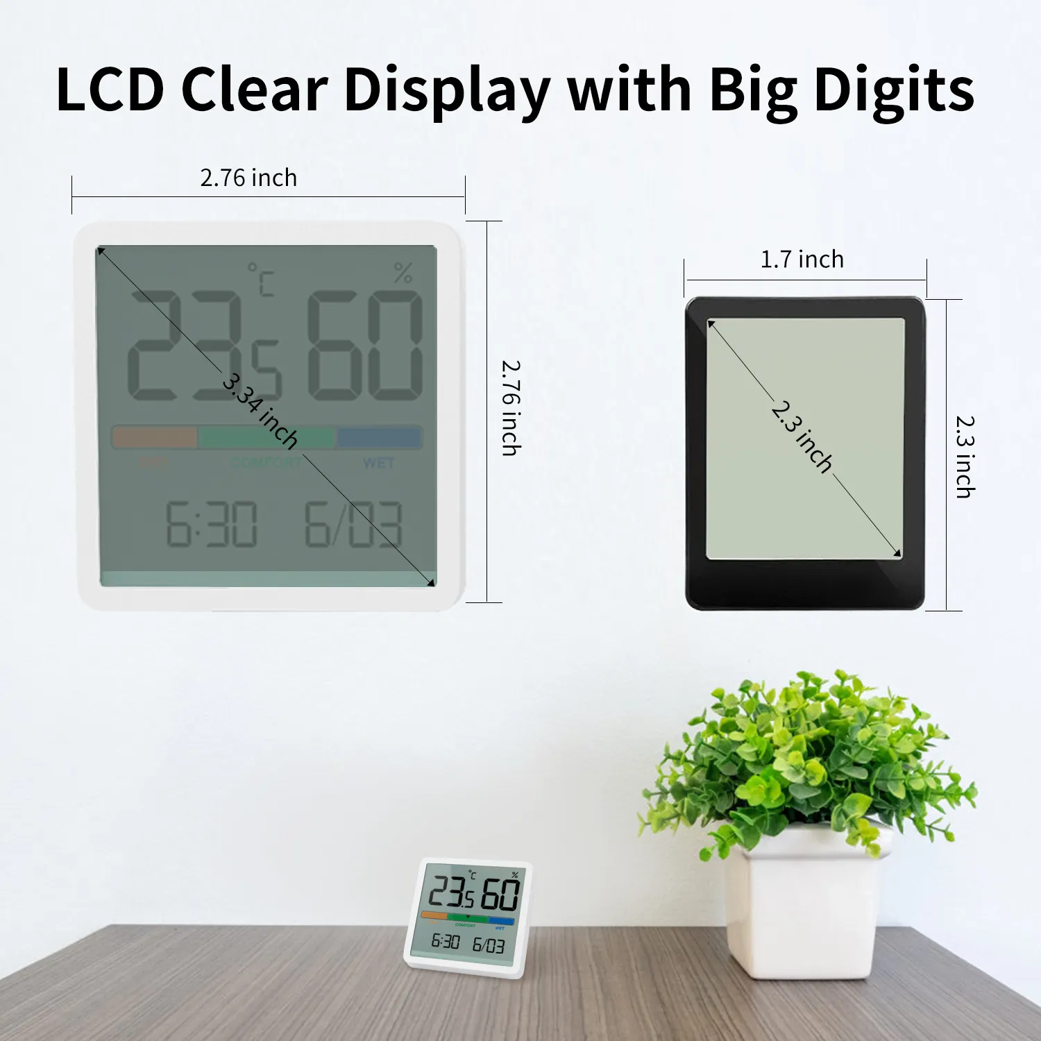 Уақыт функциясы бар сандық үй термометрі мен ылғалдық өлшеуіш