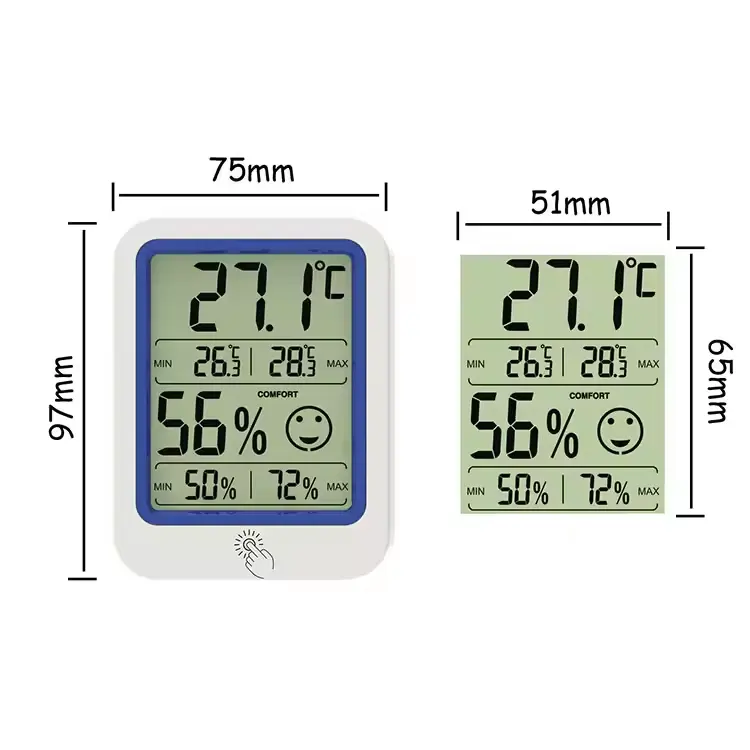Артқы жарықты LCD температура сенсоры бар үйдегі ауа райы станциясы, MAX/MIN сандық көрсеткіш, ылғал өлшеуіш, ылғалдылық метрі үйдегі пайдалануға арналған