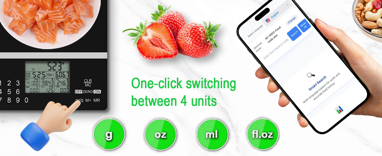 Smart Nutrition Scale, Kitchen Scale with Food Code, Food Scale for Meal Prep, Portion Control, Baking, Weight Loss, Tare Function, Batteries Included-4