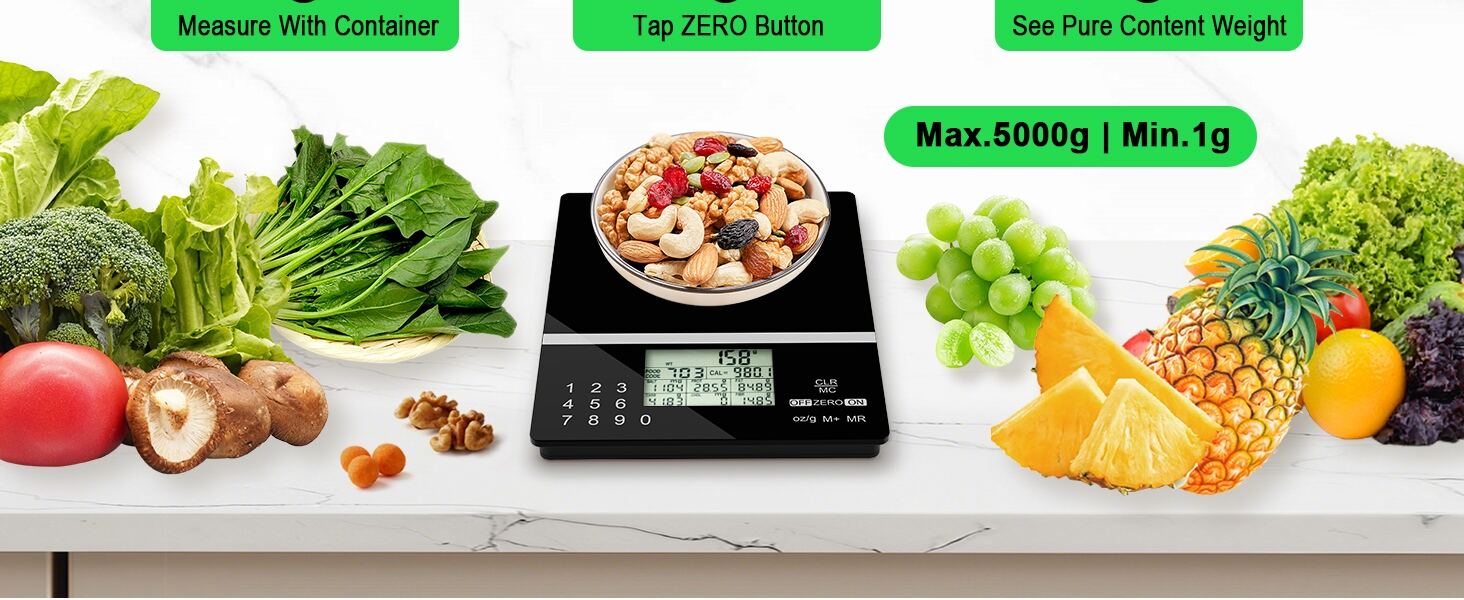 Smart Nutrition Scale, Kitchen Scale with Food Code, Food Scale for Meal Prep, Portion Control, Baking, Weight Loss, Tare Function, Batteries Included-6