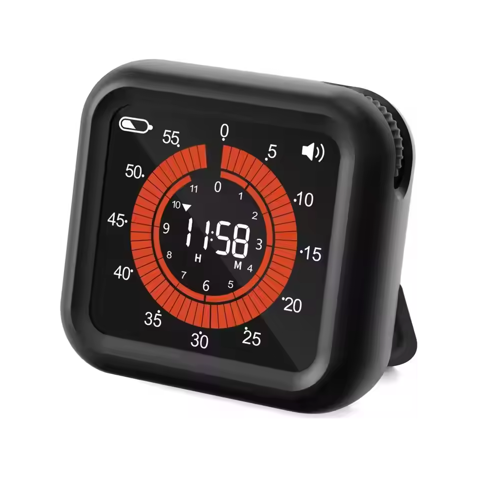 Χρονομετρητής αντίστροφης μέτρησης με οπτική απεικόνιση και περιστρεφόμενο διακόπτη